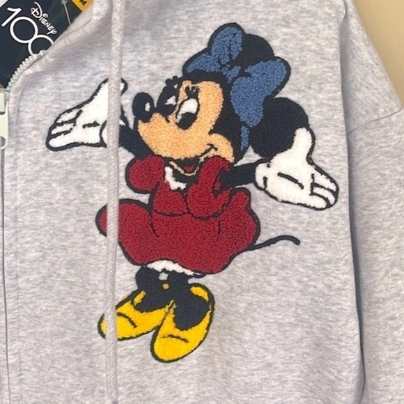 Brand New Disney 100 Heather Gray Zippered Hoodie Sweatshirt Minnie Mickey Bambi - Picture 7 of 16